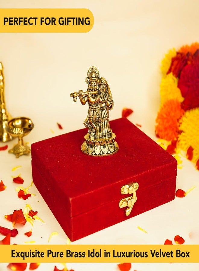 Ekhasa 100% Pure Brass Radha Krishna Murti In Luxury Red Velvet Gift Box God Idols For Gifting | Best Wedding Gifts For Marriage Couple, Marriage Gifts For Couples, Housewarming, Shop Opening Ceremony - Image 2